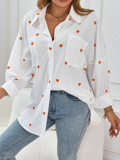 Women's Casual Printed Love Loose Shirt