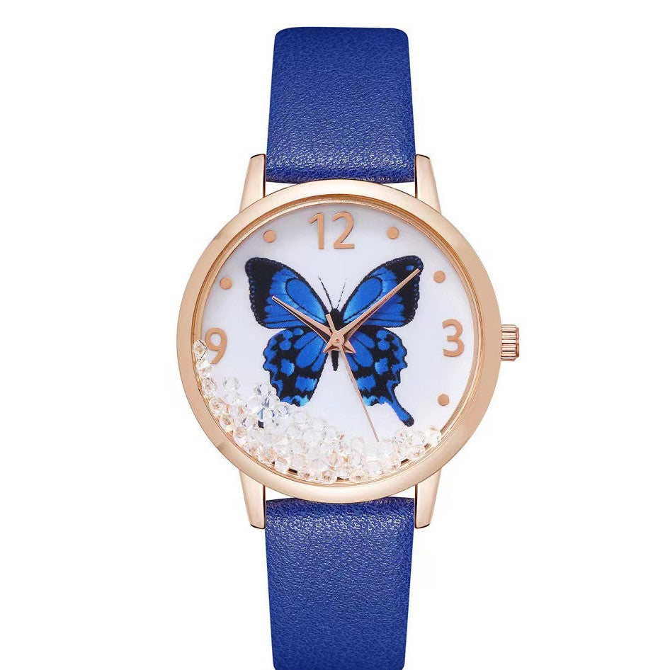 Butterfly quartz watch in rhinestones
