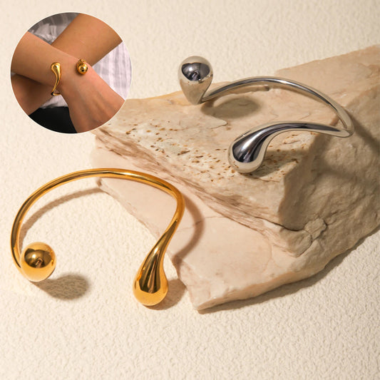 Fashion Jewelry Minar Hip Hop Metallic Irregular Water Drop Twist Adjustable Bangles For Women Titanium Steel 18K Gold PVD Plated Cuff Bracelet