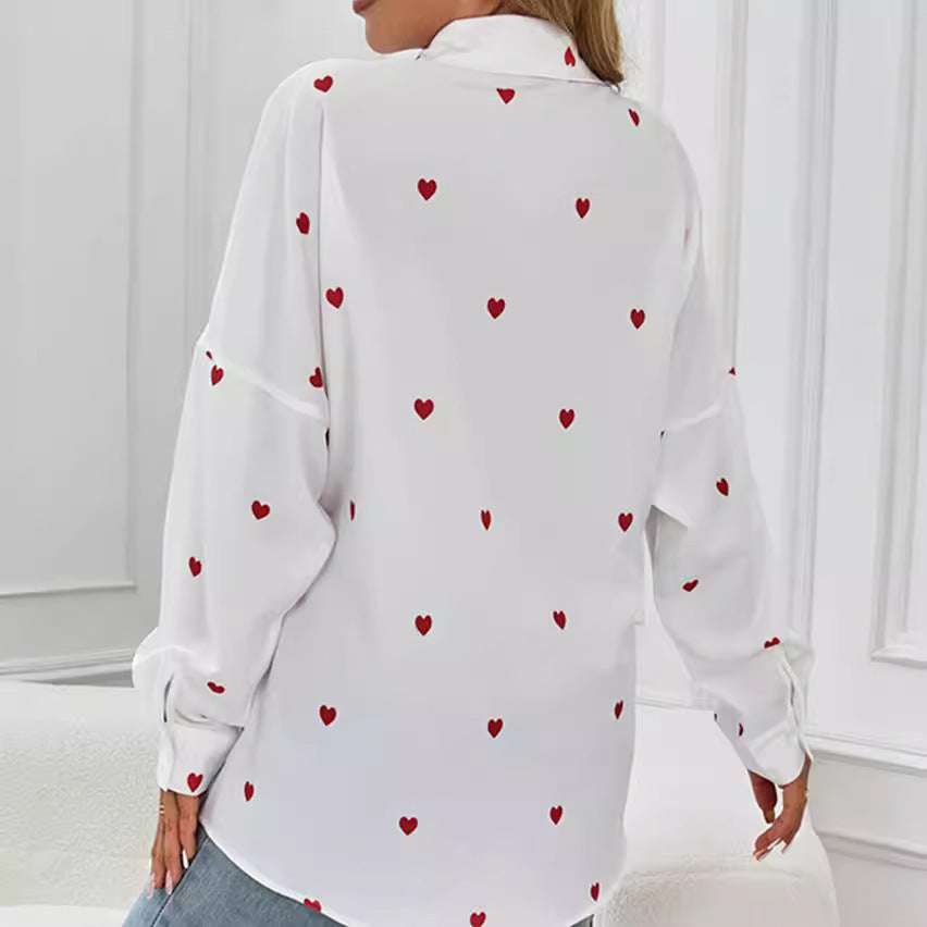Women's Casual Printed Love Loose Shirt