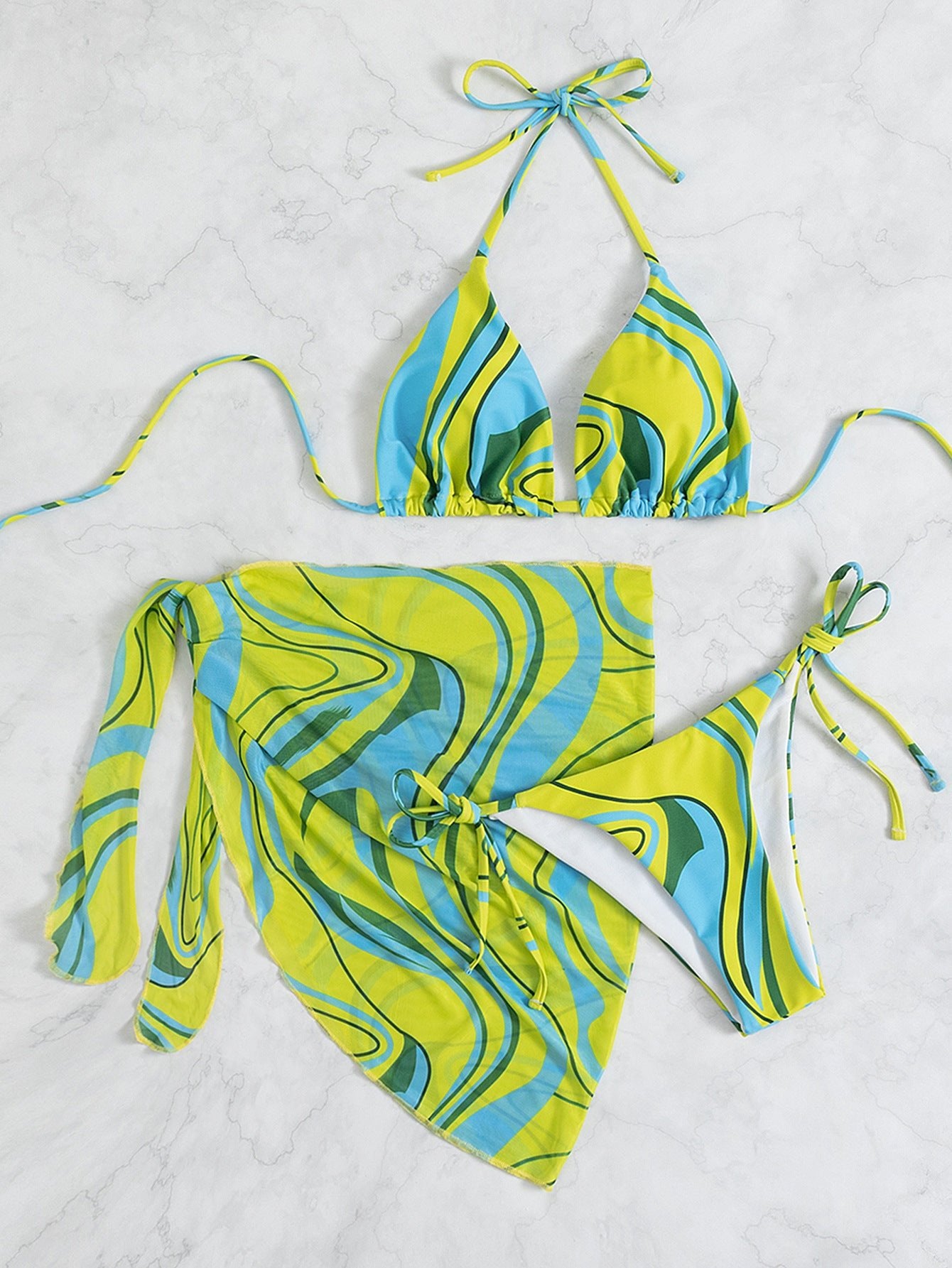 Sous - vêtements femmeHalter Backless Beach Women’s Three Piece Bikini - DXMX